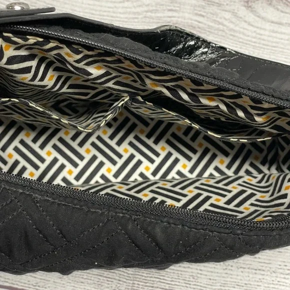 Vera Bradley Black Quilted Microfiber Shoulder Bag with Patented Leather Strap - Picture 5 of 14